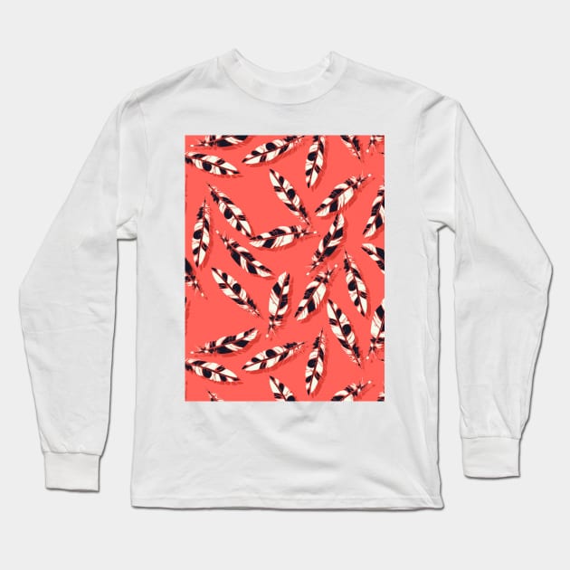 Beautiful Feathers Pattern Artwork Long Sleeve T-Shirt by Artistic muss